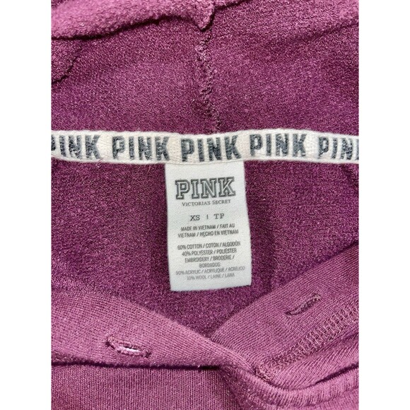 PINK Victoria Secret Women's Long Sleeve Pullover Hoodie Sweatshirt Burgundy XS - Picture 5 of 5